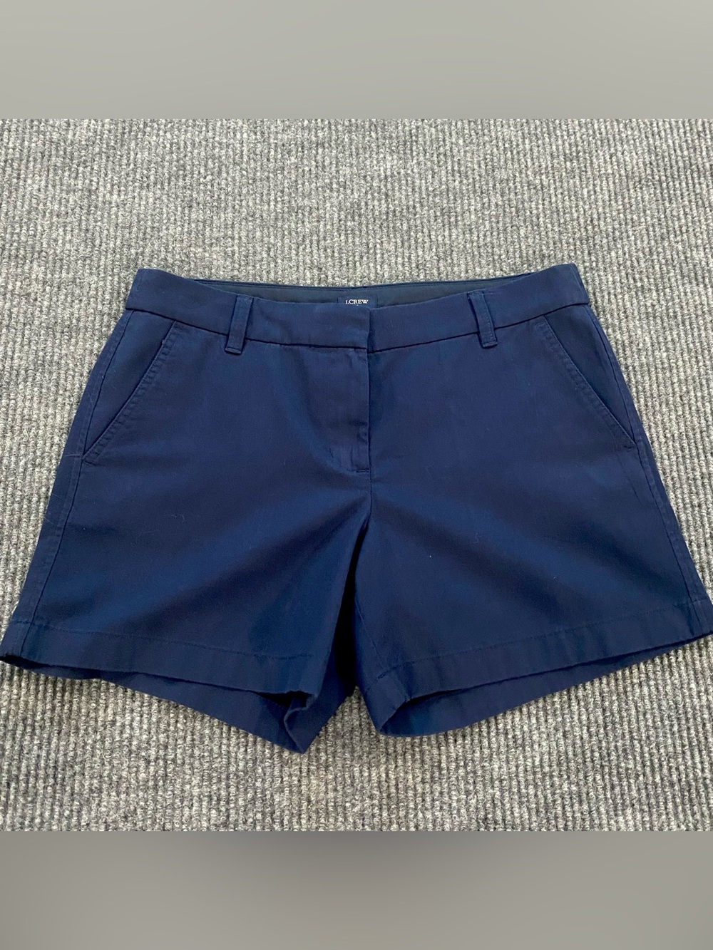 J.Crew Navy Blue Chino Shorts Womens Size 8 Cotton Flat Front Casual